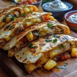 When it comes to creating a meal that tantalizes the taste buds and showcases a unique blend of flavors, Zesty Pineapple Chicken Quesadillas stand out as a delightful option. This dish is a vibrant combination of sweet, juicy pineapple, tender chicken, and gooey melted cheese, all encased in a warm tortilla. The mix of savory and sweet has made this recipe increasingly popular in modern kitchens, as home cooks explore adventurous flavor pairings that break free from traditional norms.