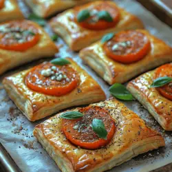 Cherry Tomato Goat Cheese Puff Tartlets are a culinary delight that perfectly marries the sweetness of cherry tomatoes with the creamy richness of goat cheese, all enveloped in a golden, flaky puff pastry. These bite-sized treats are not only a feast for the eyes but also a celebration of flavors, making them an ideal choice for a variety of occasions. Whether you are hosting a sophisticated dinner party, enjoying a picnic in the park, or simply indulging in a comforting snack at home, these tartlets are sure to impress.