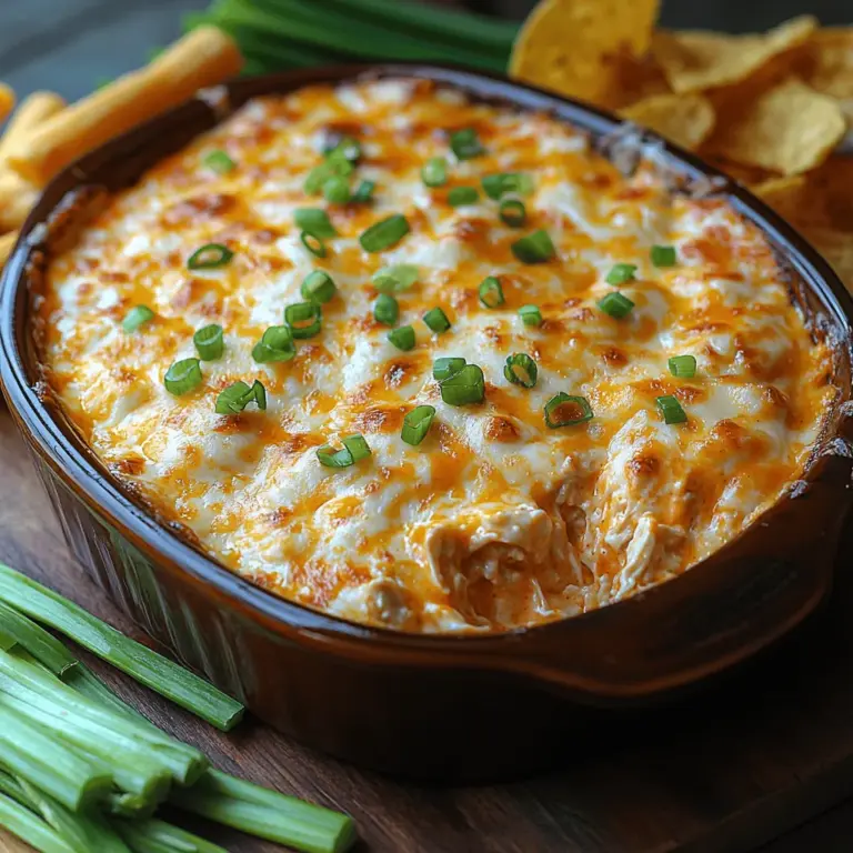 Buffalo chicken dip has become a staple at gatherings, parties, and casual family nights, celebrated for its irresistible combination of flavors and textures. This dish is a crowd-pleaser that captures the essence of classic buffalo wings, transforming them into a creamy, dippable delight. Its unique balance of spice and creaminess makes it an ideal appetizer for any occasion, whether you're cheering on your favorite team during game day or hosting a cozy get-together with friends. The allure of this dip lies in its versatility, appealing to both spicy food aficionados and cheese lovers alike, making it a must-have recipe to add to your culinary repertoire.