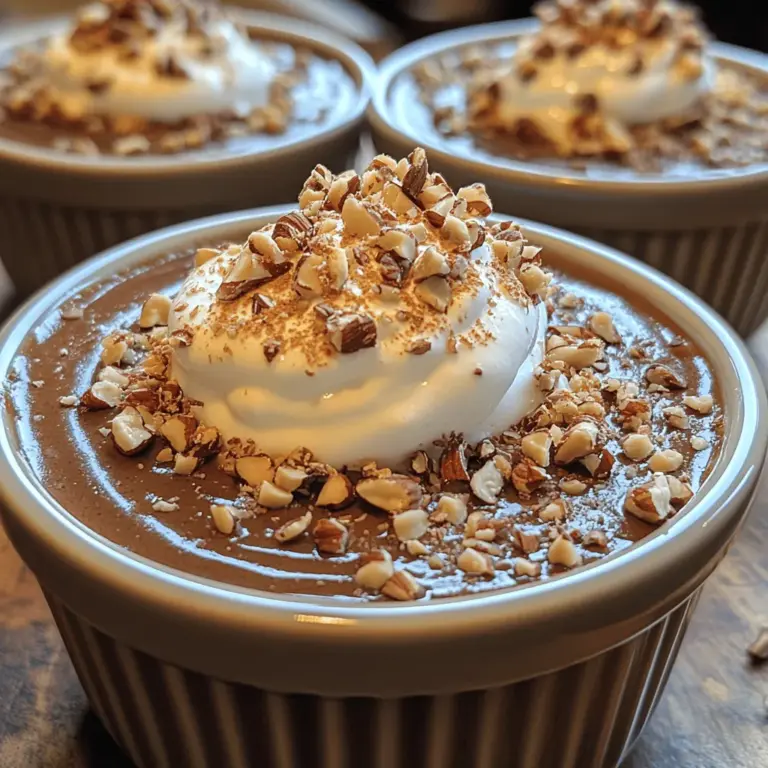 Silky Chocolate Hazelnut Pot de Crème is a luxurious dessert that has won the hearts of chocolate lovers around the world. With its rich, creamy texture and deep, nutty flavor, this elegant French dish combines the decadence of chocolate with the delightful crunch of hazelnuts, resulting in a truly indulgent treat. Originating from France, the term "pot de crème" translates to "pot of cream," which perfectly encapsulates the essence of this dessert: a small cup filled with velvety chocolate custard that melts in your mouth.