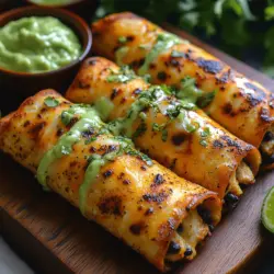 Crispy Baked Chicken Taquitos with Creamy Avocado Delight