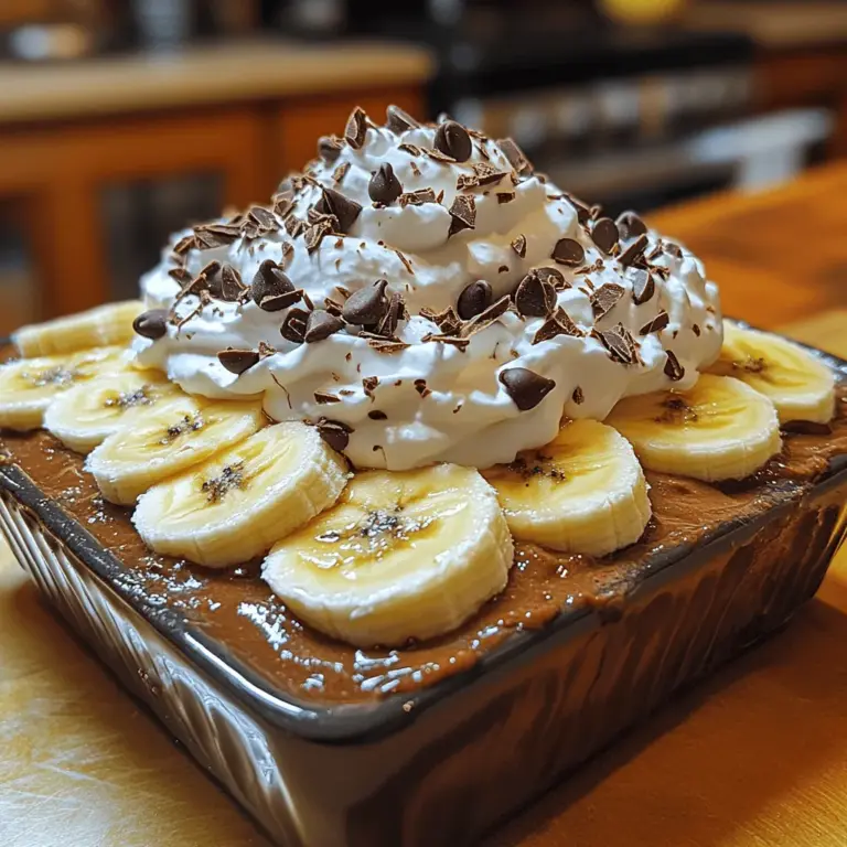 When creating your Decadent Chocolate Banana Bliss, the layering technique plays a crucial role in both flavor distribution and visual appeal. Start with a clean glass or dessert dish that allows for visibility of the layers. Begin by spooning a layer of the chocolate pudding at the bottom. Using a spatula, spread it evenly to create a smooth base. Next, slice ripe bananas into thin rounds—about 1/4 inch thick. This thickness ensures they retain their shape without becoming mushy.