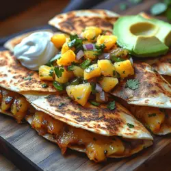 Are you ready to elevate your quesadilla game? Introducing Zingy Pineapple Salsa Quesadillas—a vibrant dish that combines the savory goodness of cheese and tortillas with the sweet and tangy burst of fresh pineapple salsa. Perfect for a quick lunch, a delightful dinner, or even a party appetizer, these quesadillas are sure to impress your family and friends. They embody the essence of fun, flavor, and freshness, making them a must-try for any culinary enthusiast.