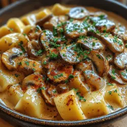 Creamy Mushroom Stroganoff is more than just a dish; it’s a warm embrace on a plate, making it a perfect option for cozy family dinners or impressive gatherings with friends. This recipe offers a deliciously rich flavor profile that appeals to both vegetarians and mushroom enthusiasts alike. With its creamy sauce enveloping soft egg noodles and a medley of sautéed mushrooms, this meal is not only comforting but also incredibly satisfying. What sets it apart is its versatility; you can easily customize it with different types of mushrooms or add your favorite vegetables to create a dish that suits any palate.