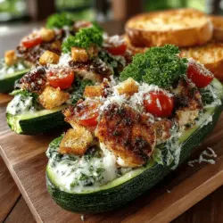 Zesty Zucchini Chicken Caesar Boats